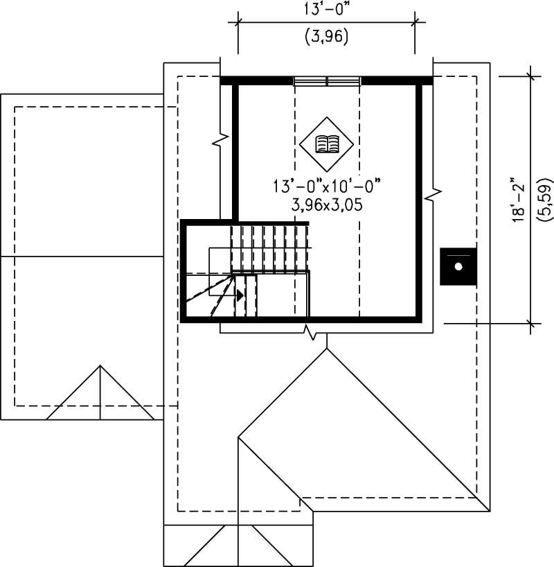 Floor Plan Third Story of Ranch Plan #157-1655
