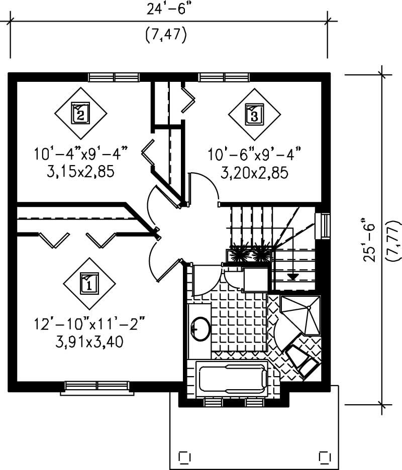 Floor Plan Second Story of Colonial Plan #157-1660