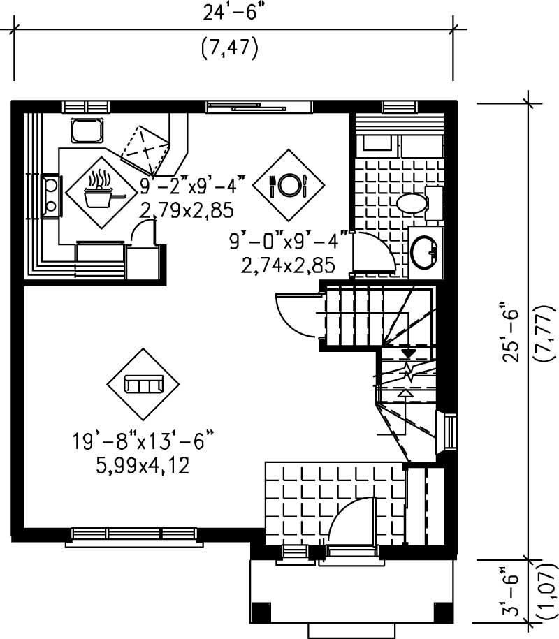 Floor Plan First Story of Colonial Plan #157-1660