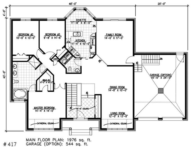 Floor Plan First Story of Ranch Plan #158-1003