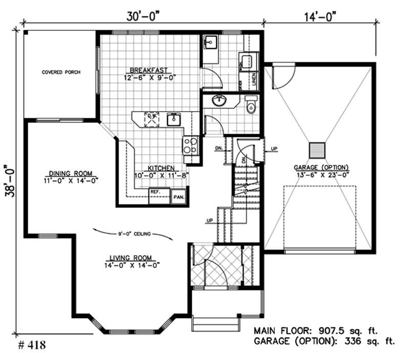 Floor Plan First Story of Country Plan #158-1005