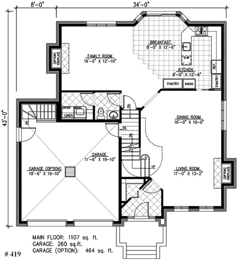 Floor Plan First Story of European Plan #158-1006