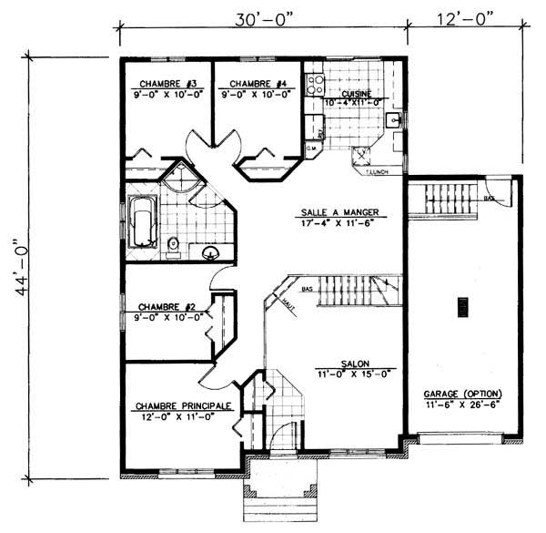 Floor Plan First Story of Bungalow Plan #158-1010