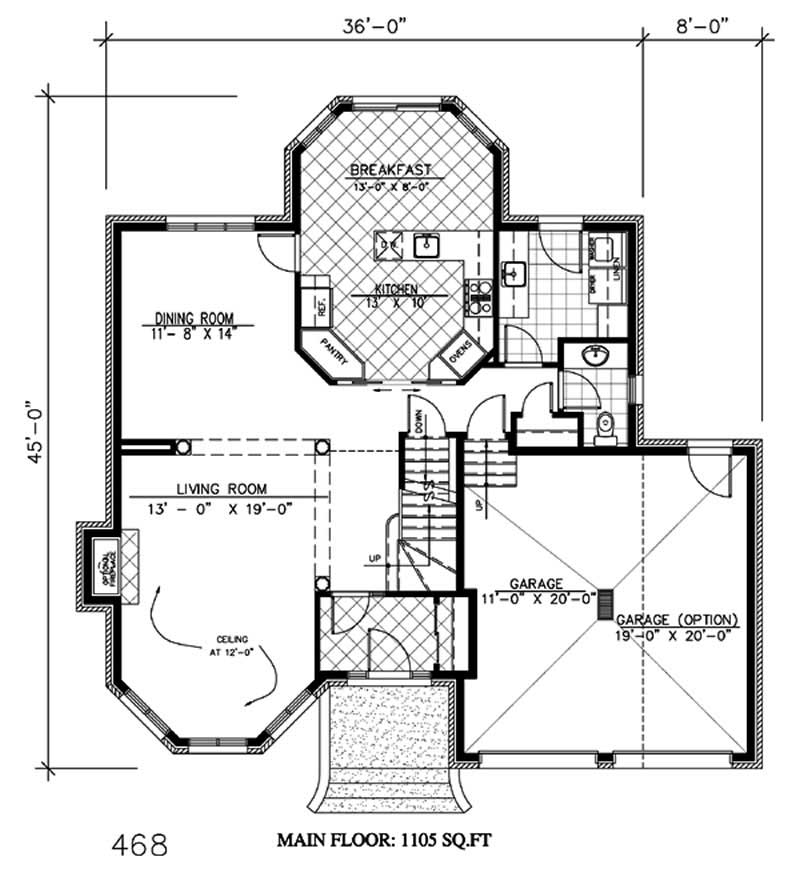Floor Plan First Story of European Plan #158-1011