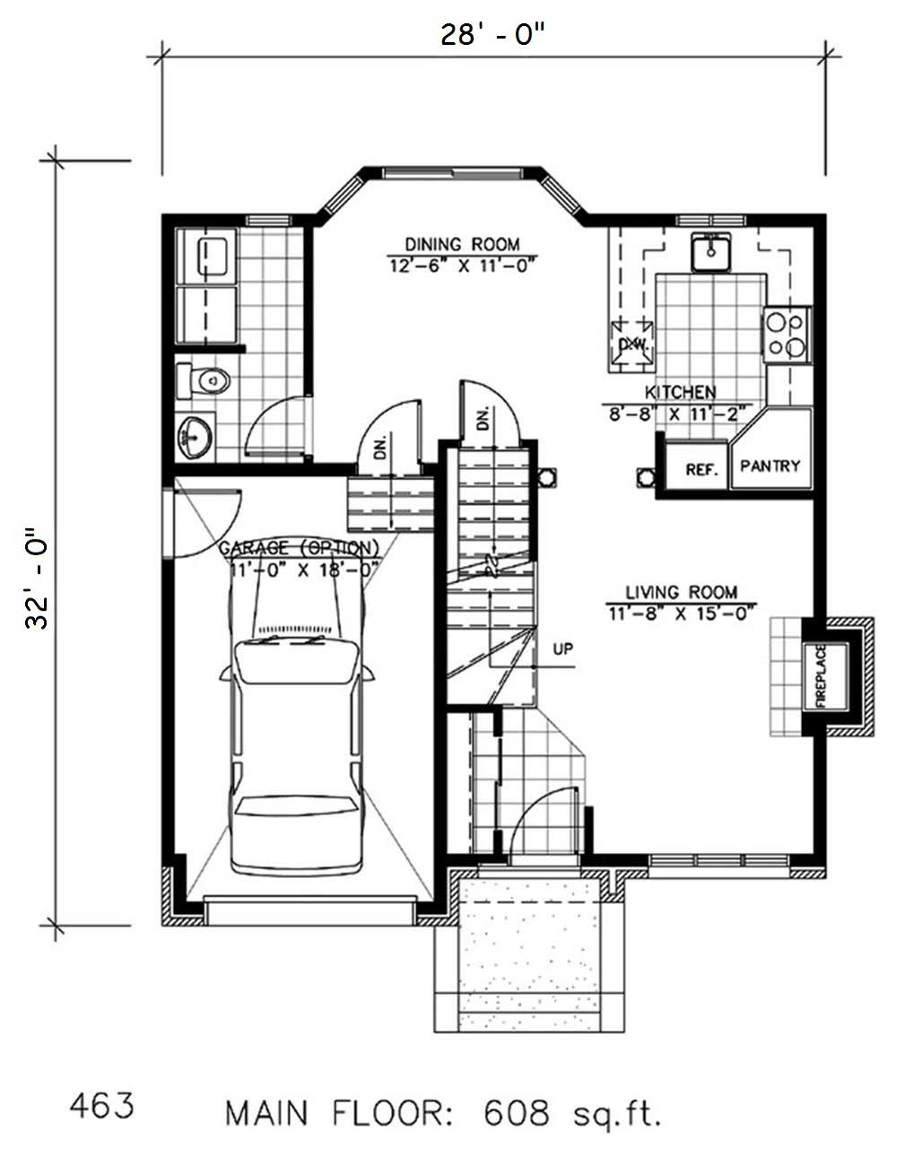 Floor Plan First Story of European Plan #158-1013