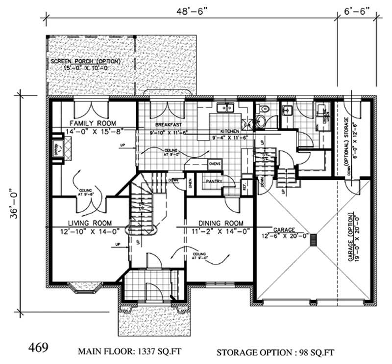 Floor Plan First Story of European Plan #158-1014