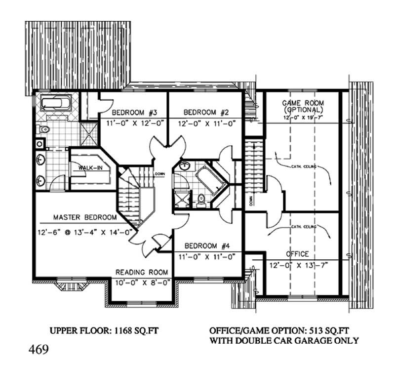Floor Plan Second Story of European Plan #158-1014
