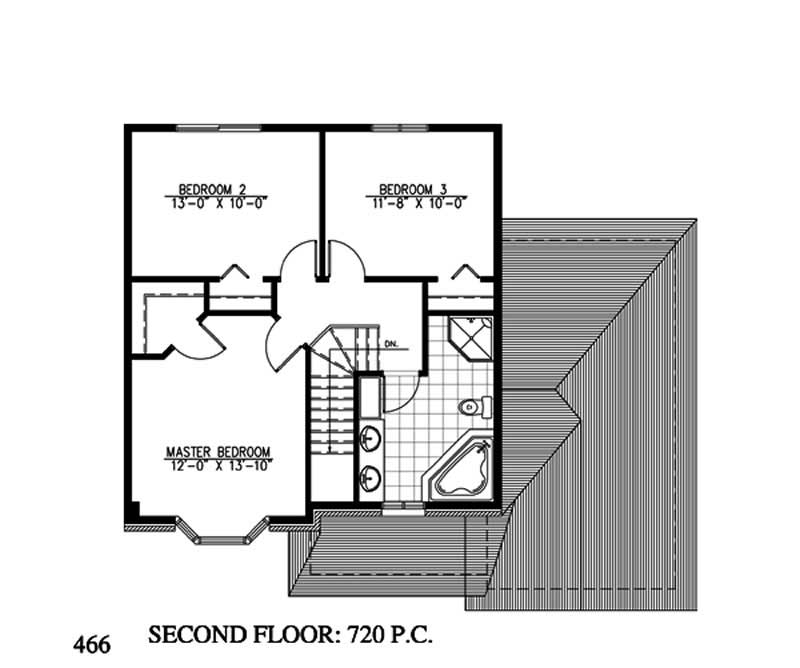 Floor Plan Second Story of Country Plan #158-1015