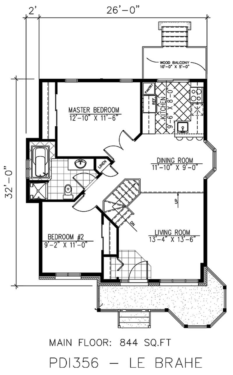 Floor Plan First Story of Bungalow Plan #158-1016