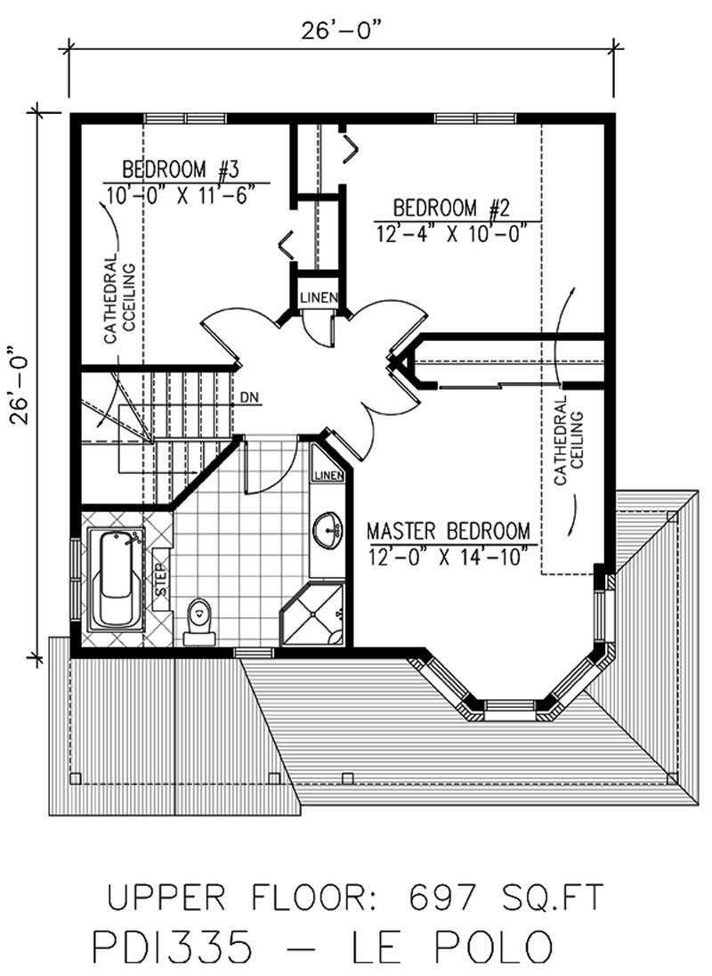 Floor Plan Second Story of Country Plan #158-1018