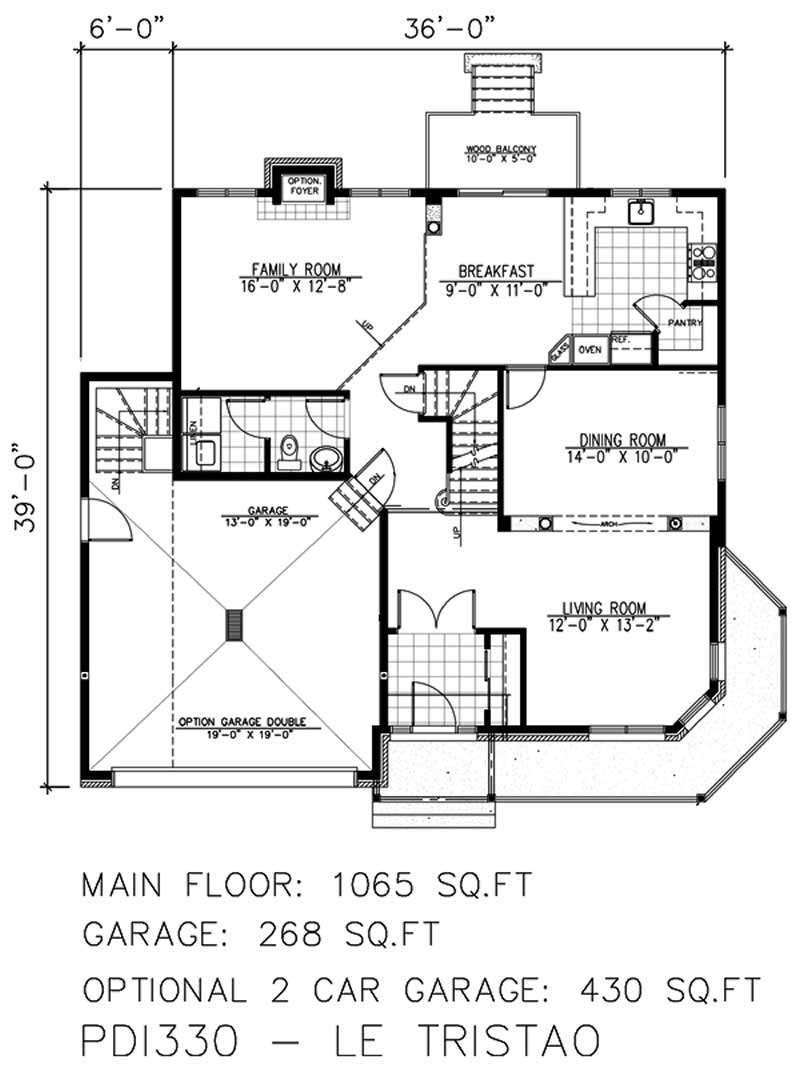 Floor Plan First Story of Country Plan #158-1020