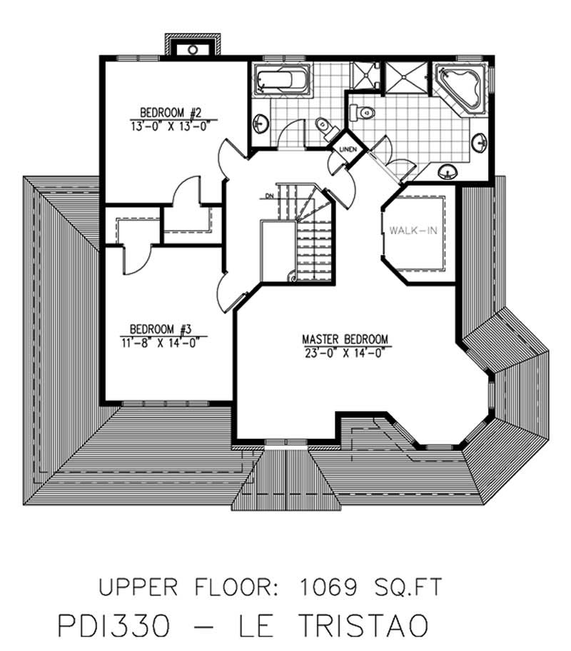 Floor Plan Second Story of Country Plan #158-1020
