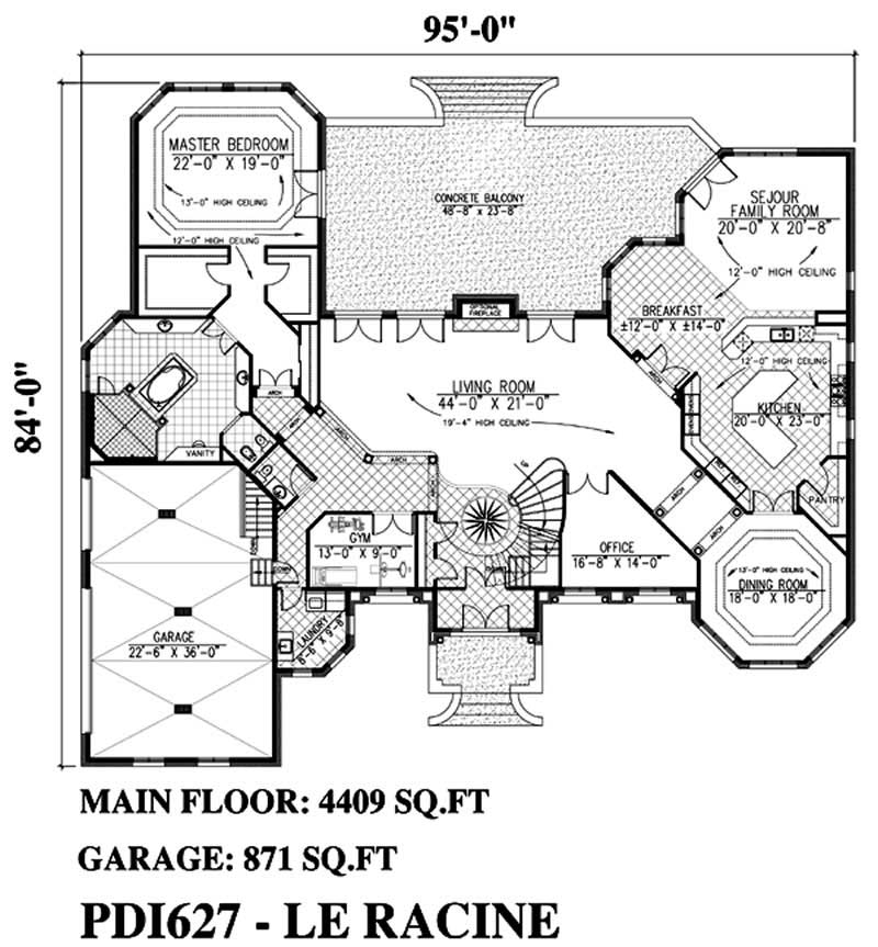 Floor Plan First Story of European Plan #158-1021