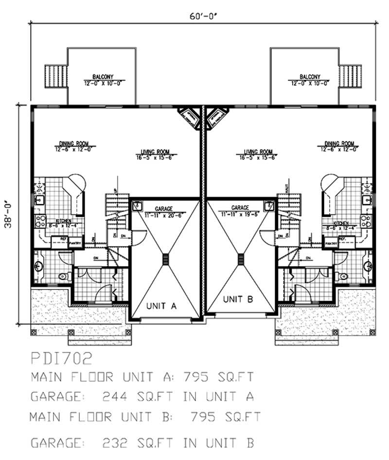 Floor Plan First Story of Multi-Unit Plan #158-1026