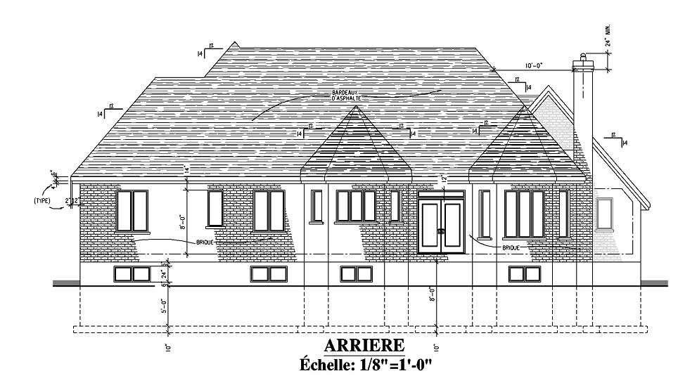 Home Plan Rear Elevation of this 3-Bedroom,2293 Sq Ft Plan -158-1027