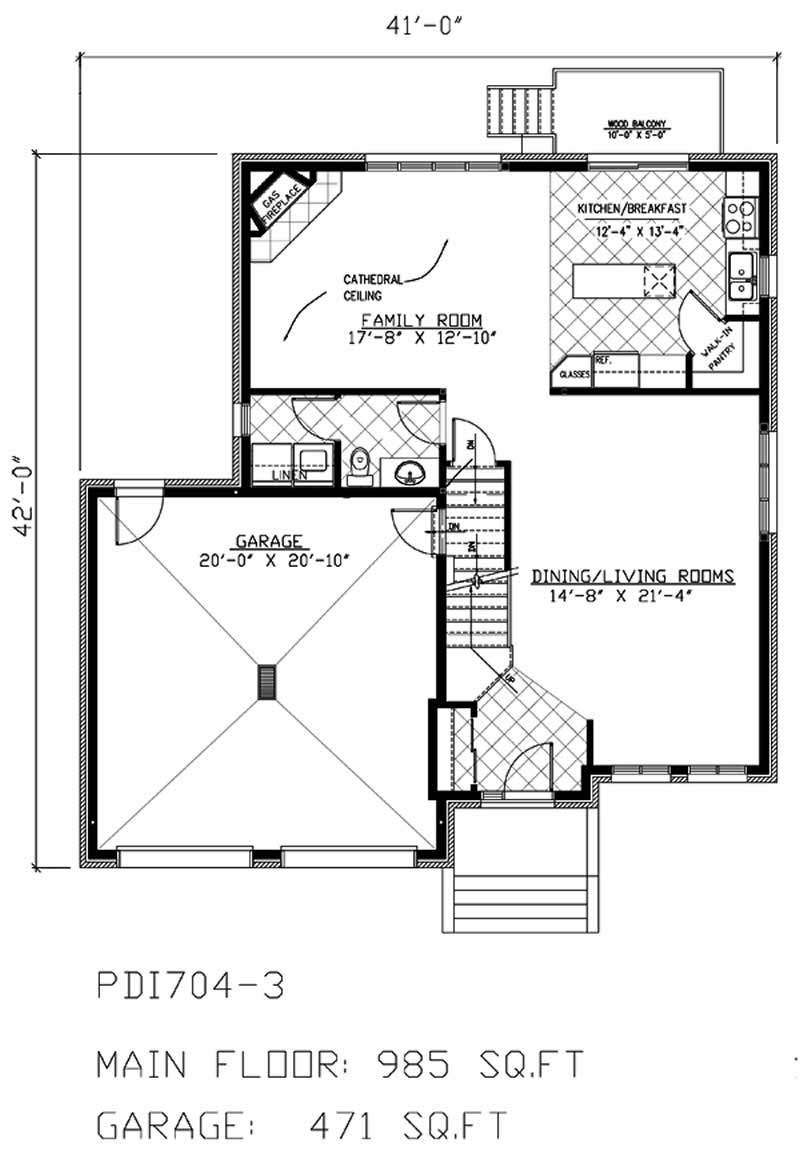 Floor Plan First Story of European Plan #158-1028
