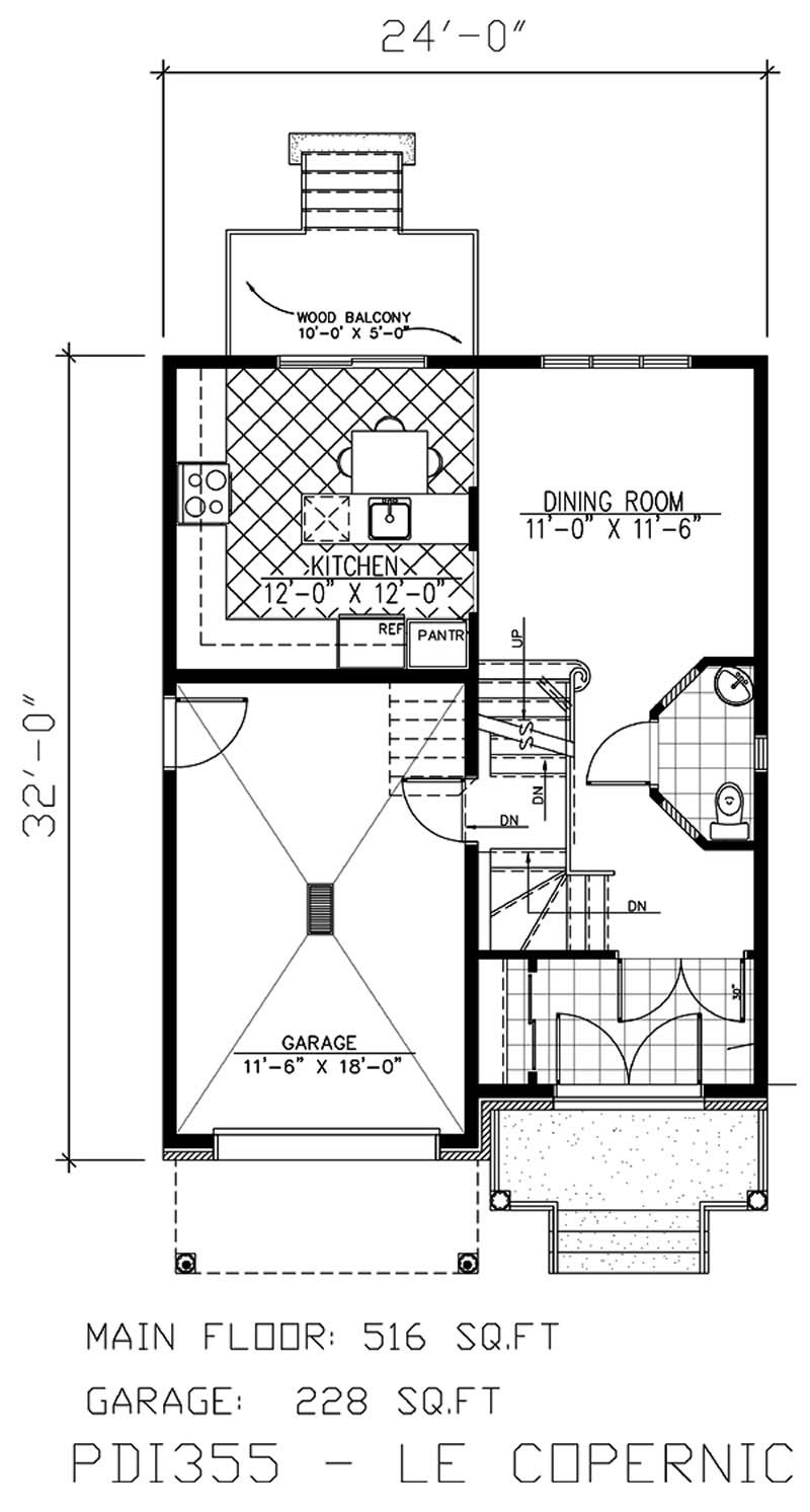 Floor Plan First Story of European Plan #158-1029