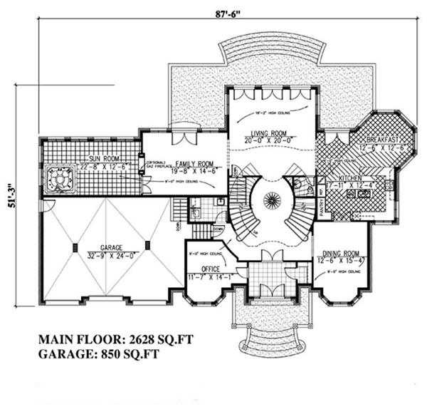 Floor Plan First Story of Luxury Plan #158-1030