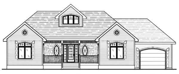 Home Plan Front Elevation of this 3-Bedroom,1501 Sq Ft Plan -158-1033