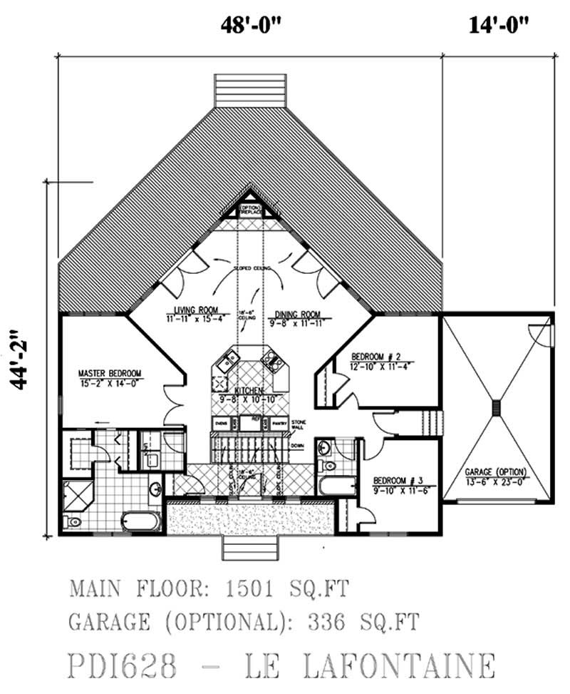 Floor Plan First Story of Country Plan #158-1033