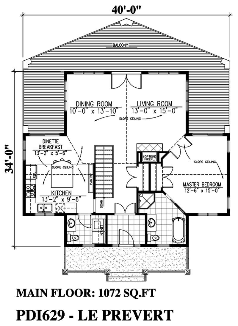 Floor Plan First Story of Country Plan #158-1034