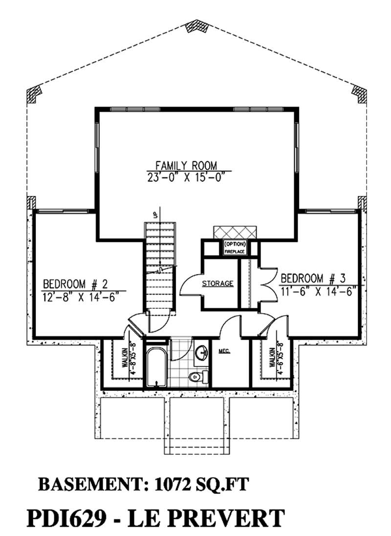 Floor Plan Basement of Country Plan #158-1034