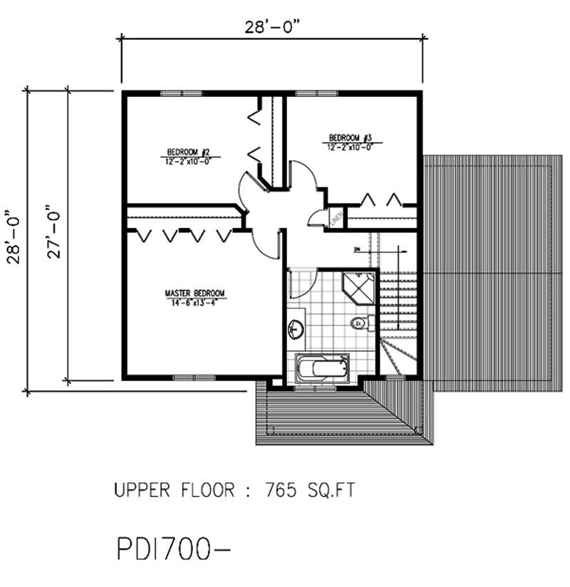 Floor Plan Second Story of Country Plan #158-1035