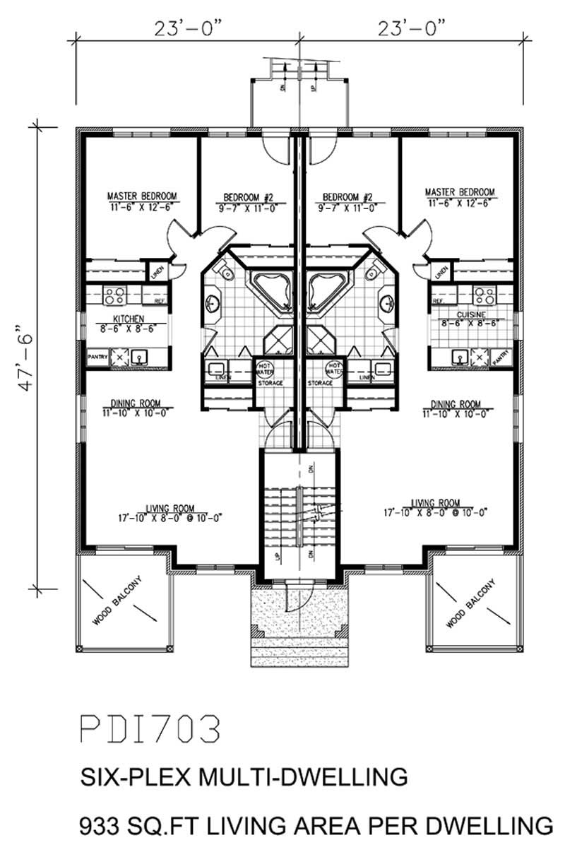 Floor Plan First Story of Multi-Unit Plan #158-1037