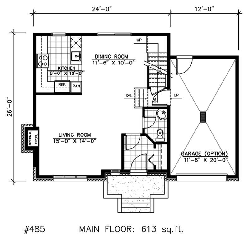 Floor Plan First Story of European Plan #158-1044