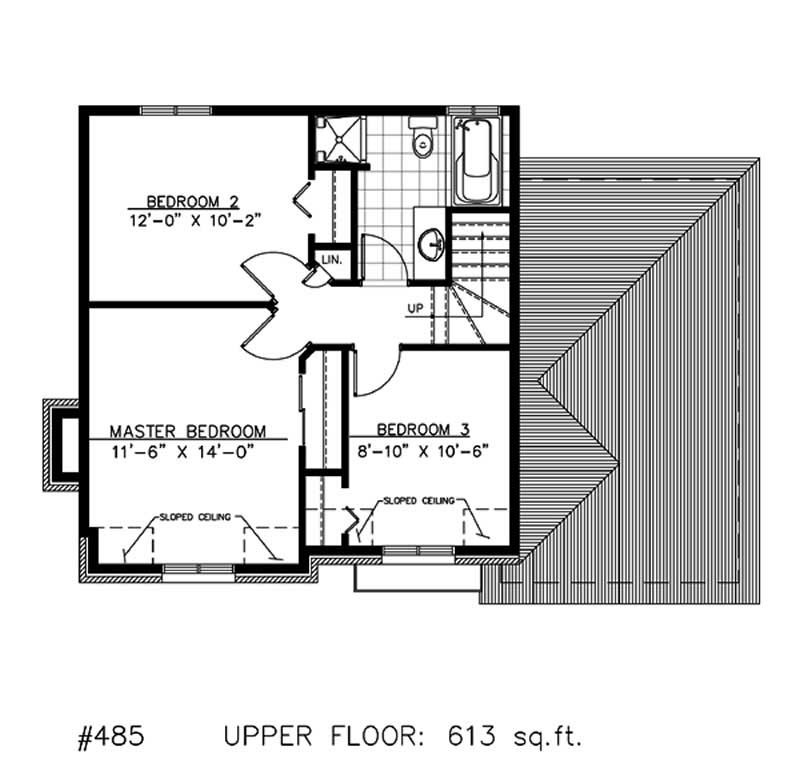 Floor Plan Second Story of European Plan #158-1044