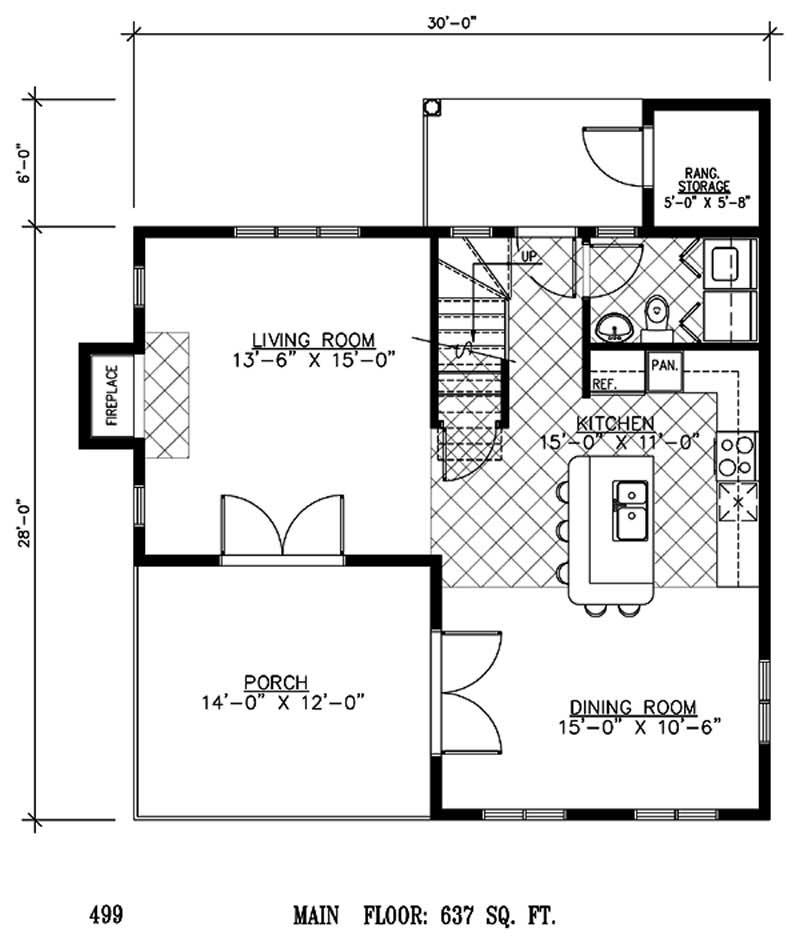 Floor Plan First Story of Country Plan #158-1046