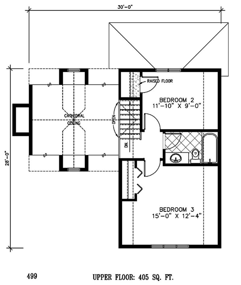 Floor Plan Second Story of Country Plan #158-1046