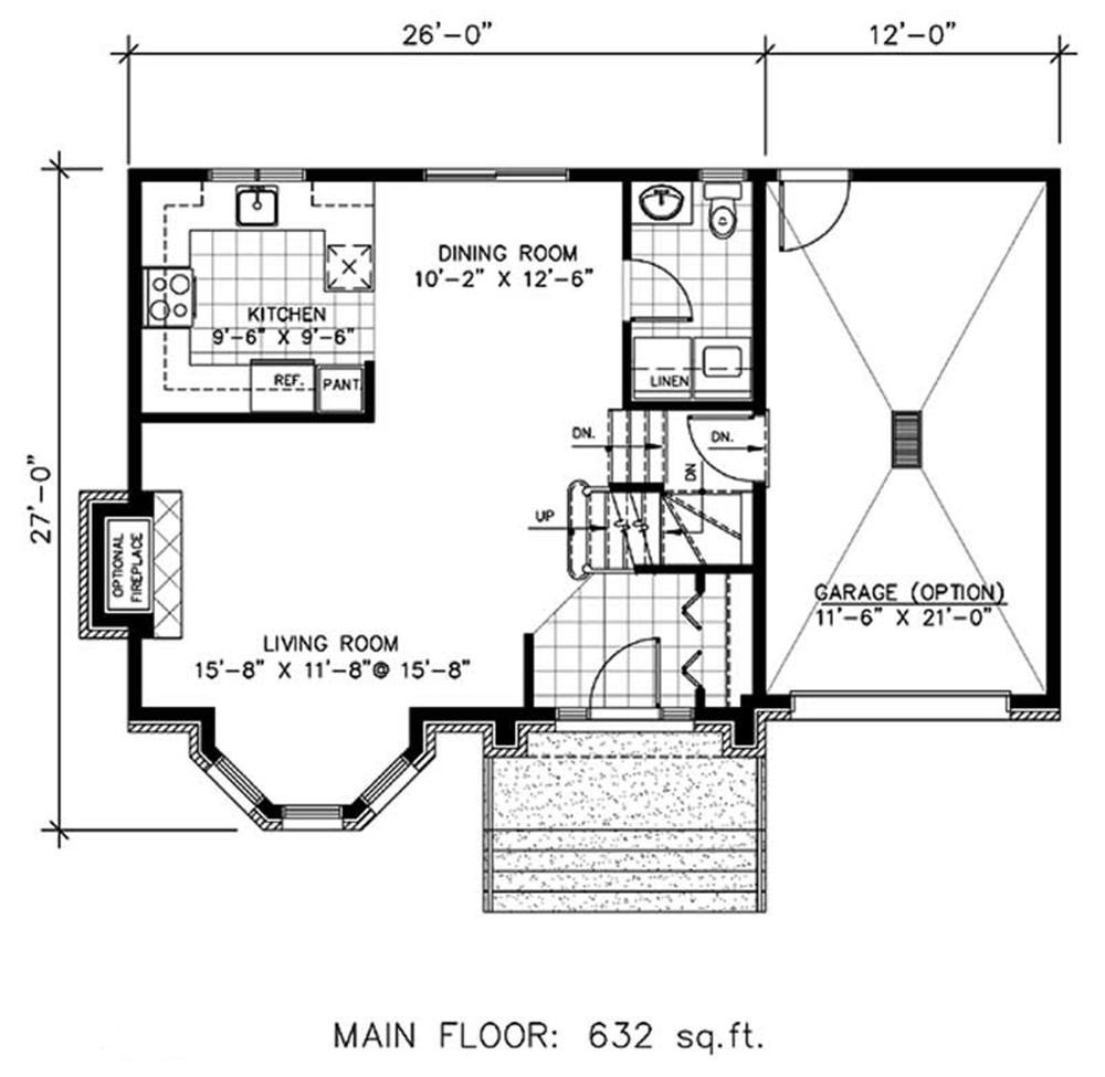 Floor Plan First Story of European Plan #158-1053
