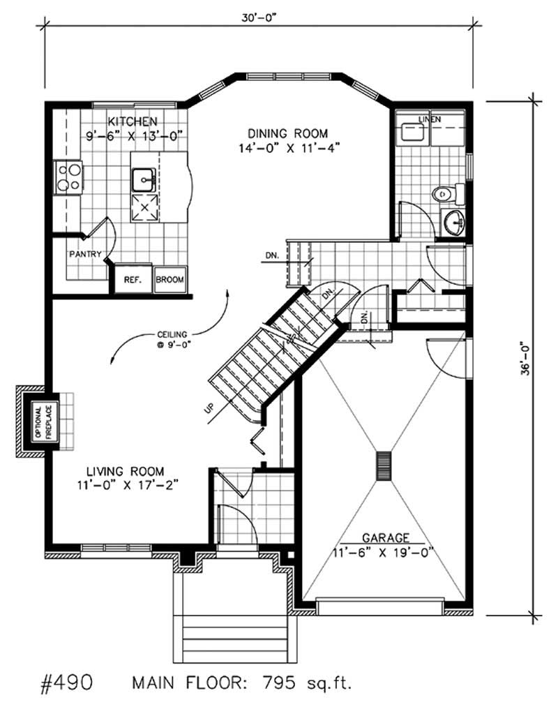 Floor Plan First Story of European Plan #158-1055