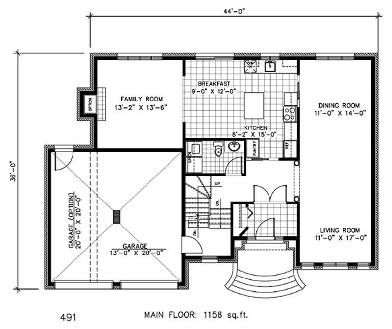 Floor Plan First Story of European Plan #158-1056