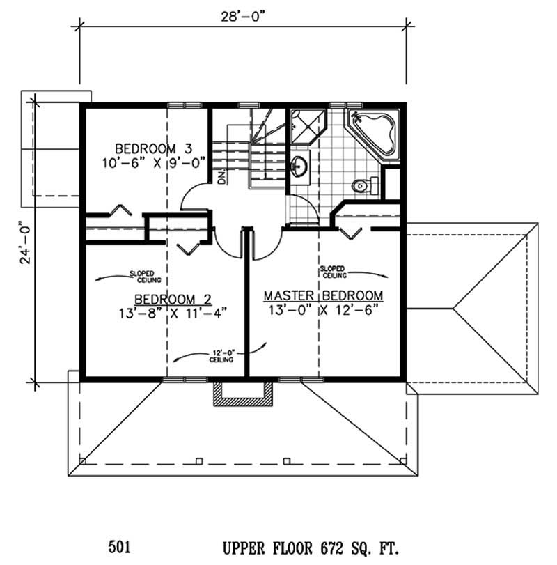 Floor Plan Second Story of Log Cabin Plan #158-1058