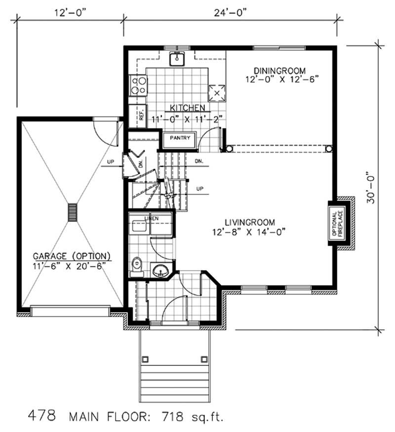 Floor Plan First Story of European Plan #158-1060