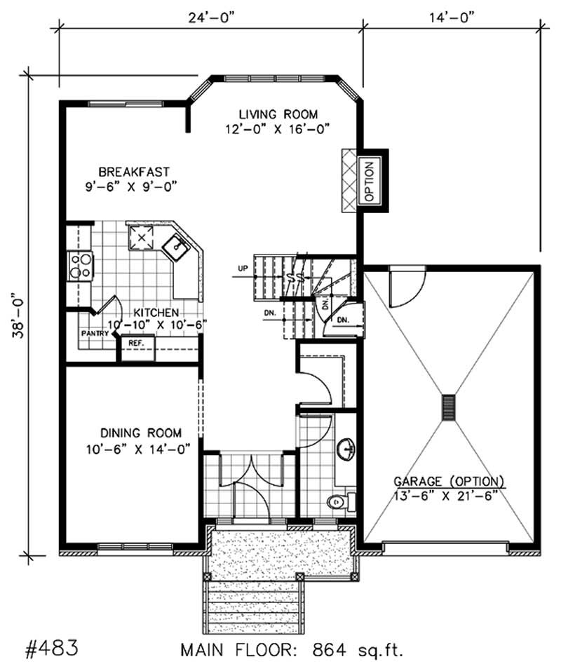 Floor Plan First Story of European Plan #158-1063