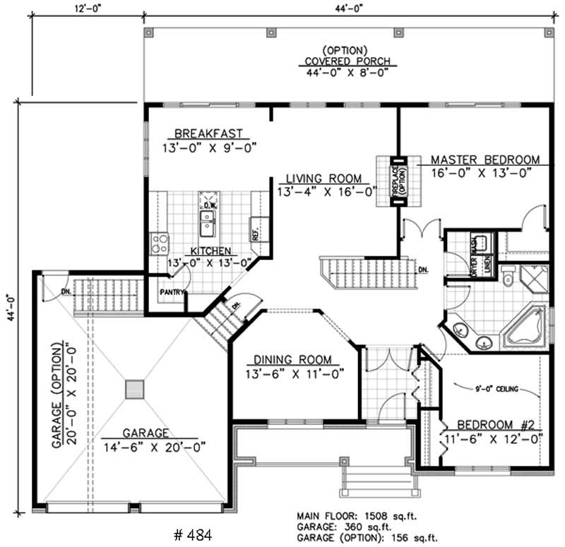 Floor Plan First Story of Country Plan #158-1065
