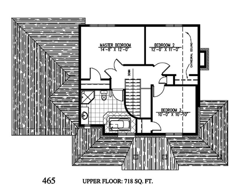 Floor Plan Second Story of Country Plan #158-1067