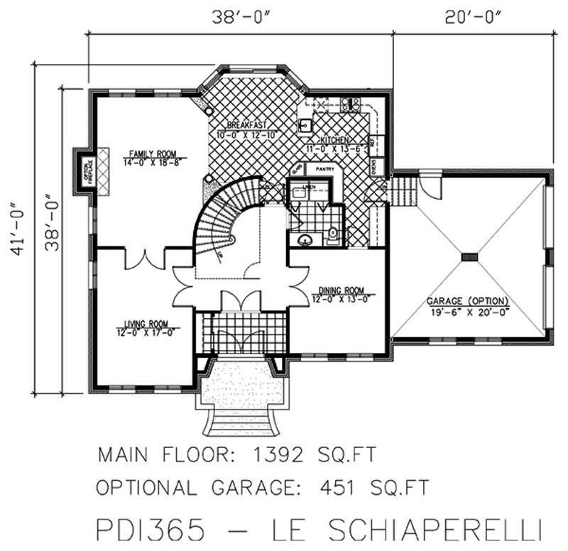 Floor Plan First Story of European Plan #158-1068