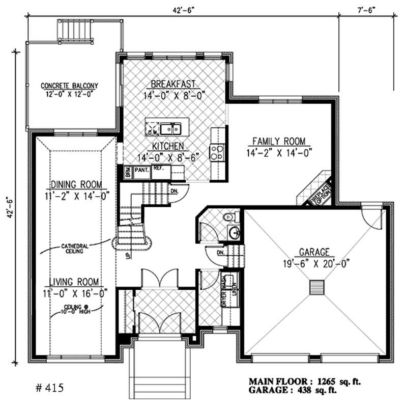 Floor Plan First Story of European Plan #158-1074