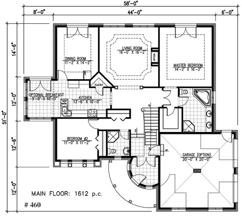 Floor Plan First Story of Ranch Plan #158-1079