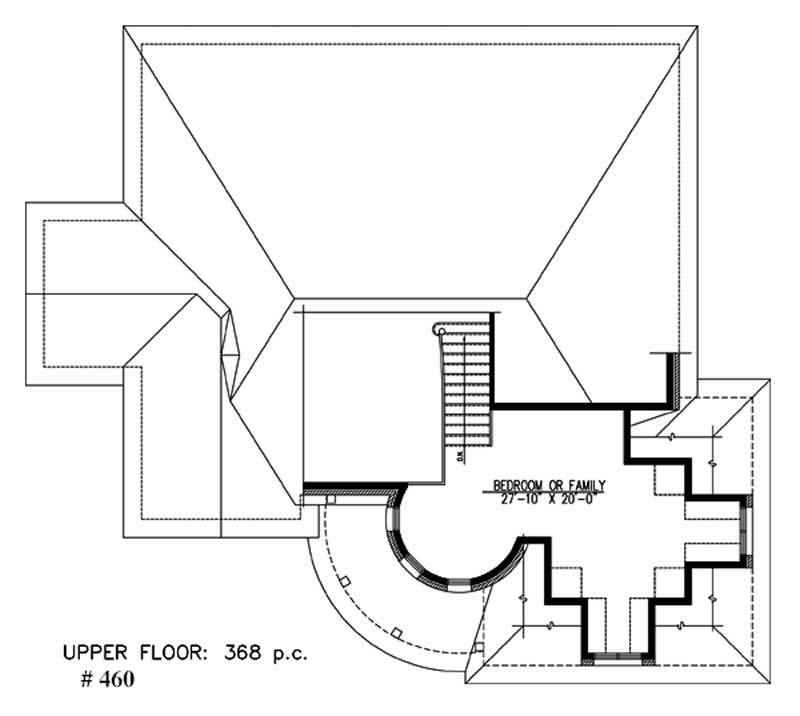Floor Plan Second Story of Ranch Plan #158-1079