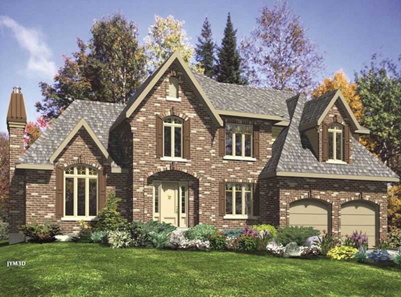 Front elevation of European home (ThePlanCollection: House Plan #158-1081)