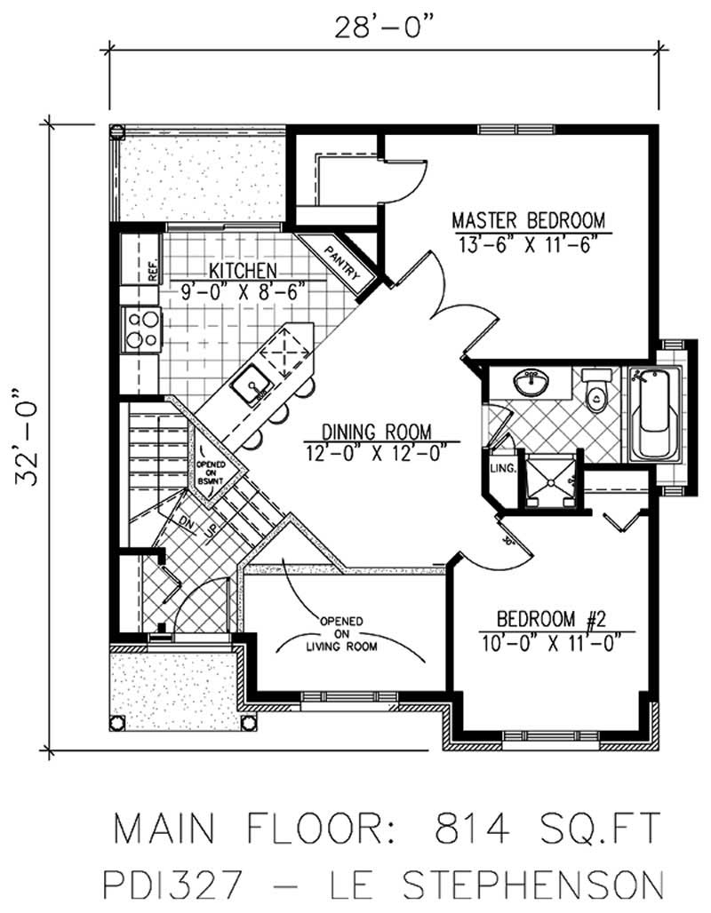 Floor Plan First Story of Bungalow Plan #158-1082