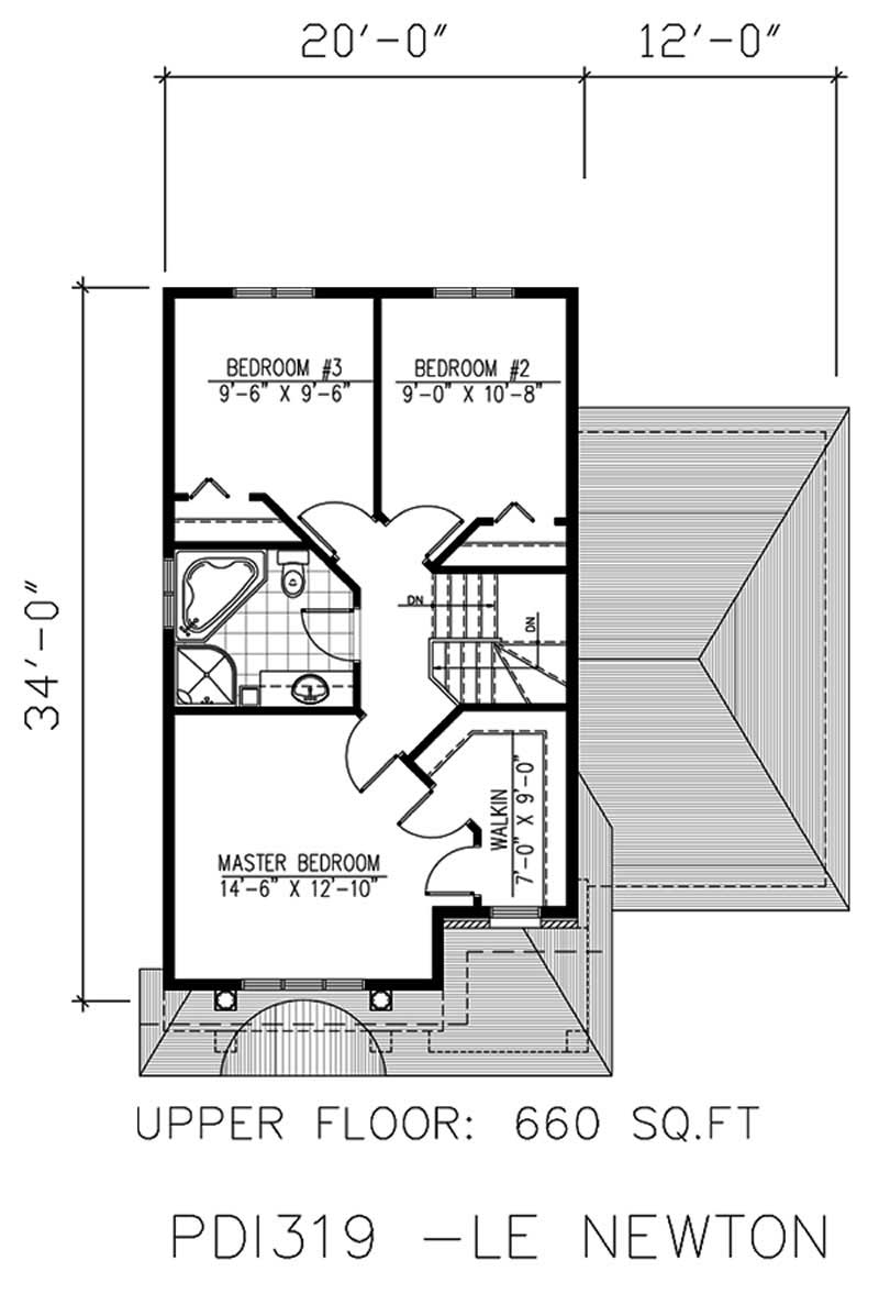 Floor Plan Second Story of European Plan #158-1083