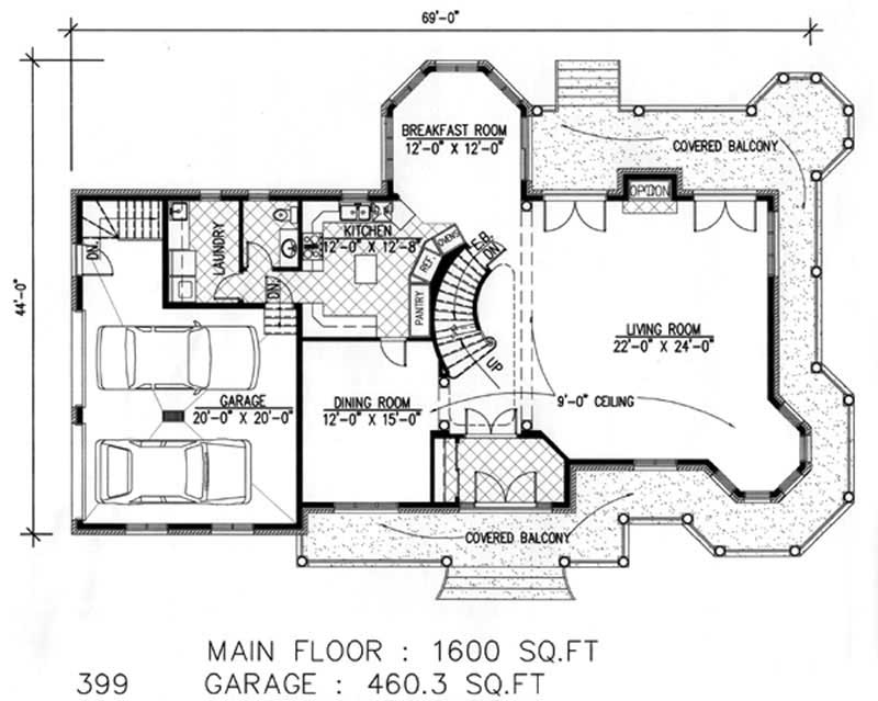 Floor Plan First Story of Country Plan #158-1084