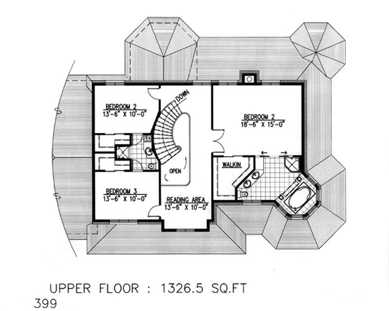 Floor Plan Second Story of Country Plan #158-1084
