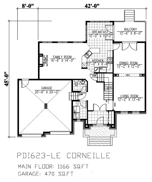 Floor Plan First Story of European Plan #158-1086